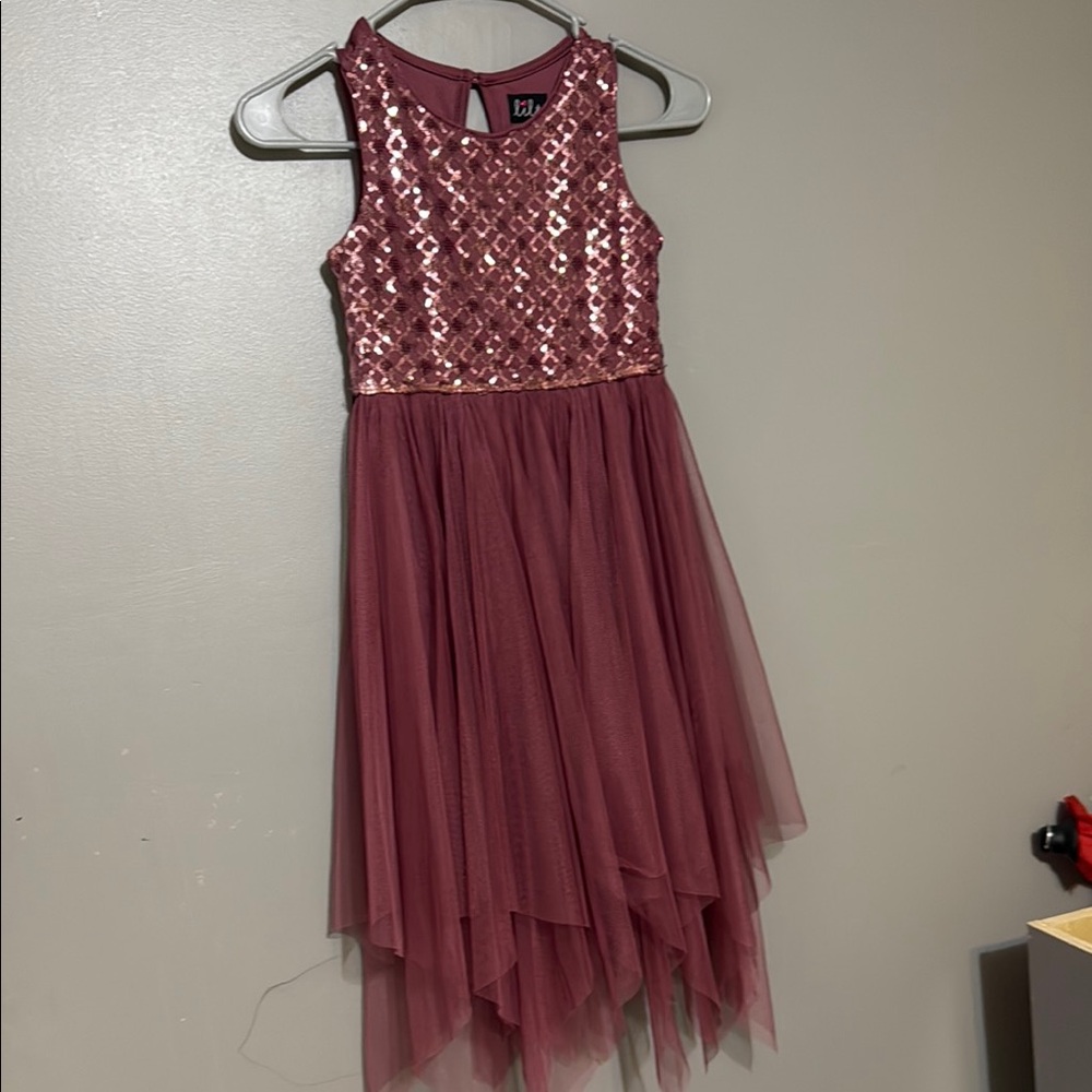 BCX Pink Asymmetrical Tiered Halter Dress